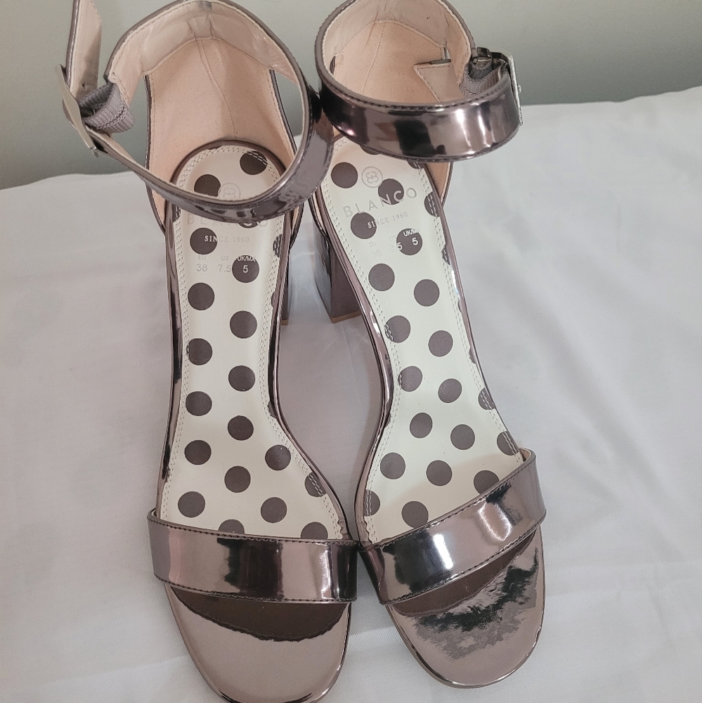 Blanco Open Toe Chunky Heel with Ankle Strap